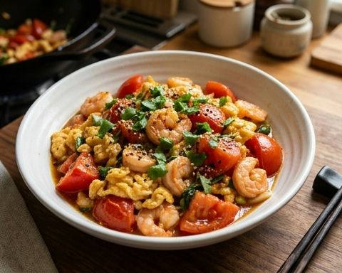 Tomato and Egg Stir-fry with Shrimp
