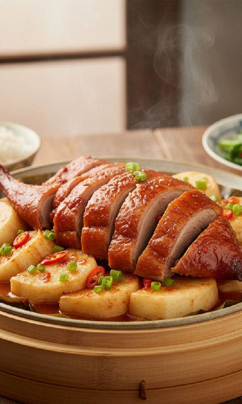 Steamed Duck with Yam and Fermented Red Bean Curd