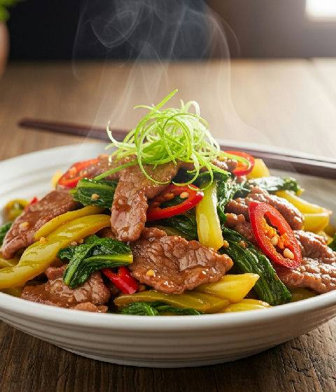 Stir-fried Beef with Pickled Mustard Greens