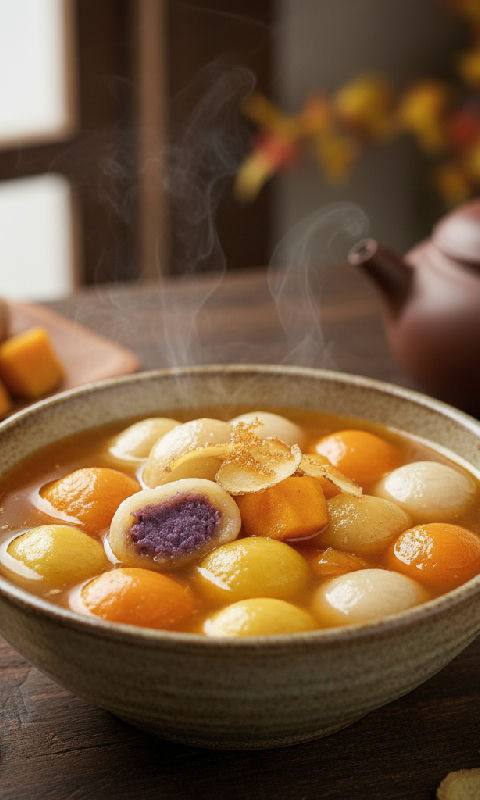 Sweet Potato and Ginger Soup with Glutinous Rice Balls