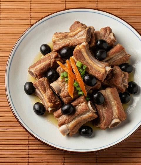 Steamed Spare Ribs with Preserved Black Olives and Dried Orange Peel