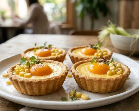 Korean Corn Cream Tart with Salted Egg Yolk