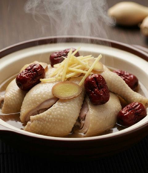 Steamed Chicken with Red Dates and Ginger
