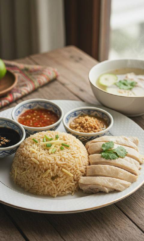 Hainanese Chicken Rice (Thai Style)
