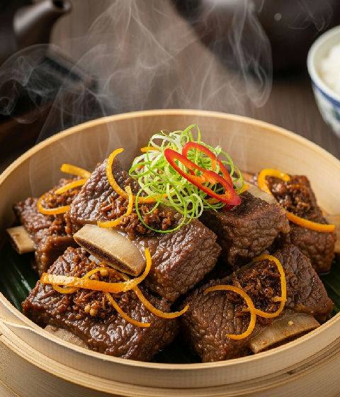 Steamed Beef Ribs with Orange Peel and XO Sauce