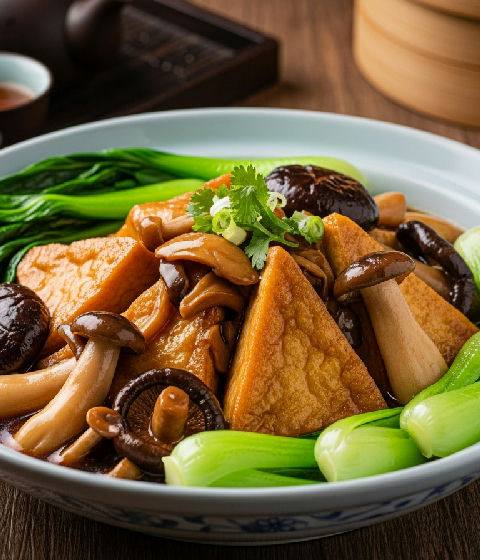 Braised Tofu and Mushrooms