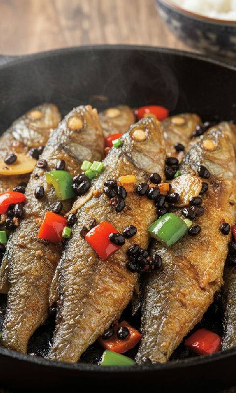 Pan-fried Dace Fish with Salted Black Beans and Bell Peppers