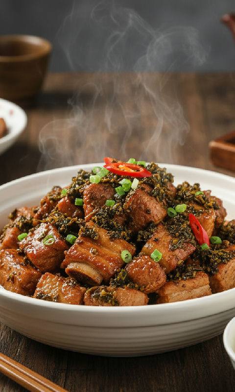 Steamed Pork Ribs with Olive Vegetables