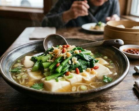 Spring Greens Superior Broth Steamed Tofu