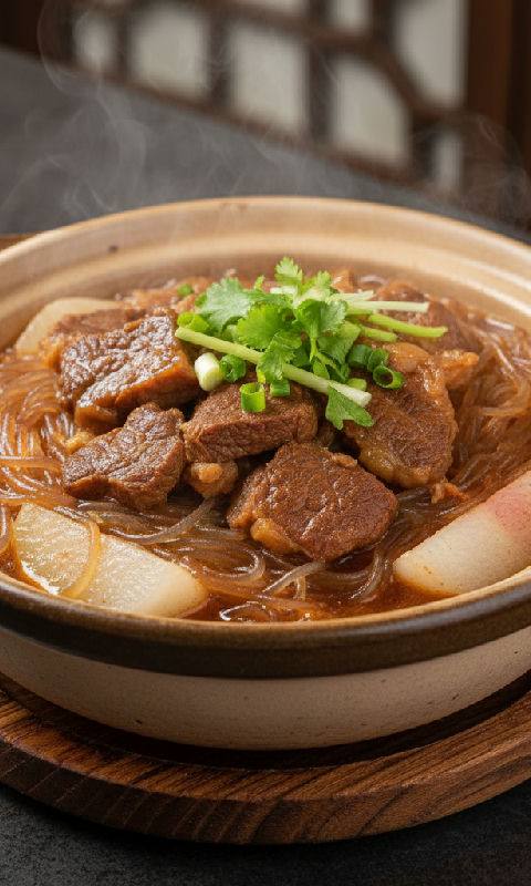 Claypot Beef Belly with Radish and Vermicelli