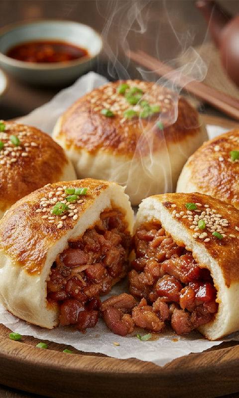 Pan-fried Char Siu Bao