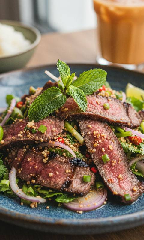 Nam Tok (Thai Grilled Beef Salad)