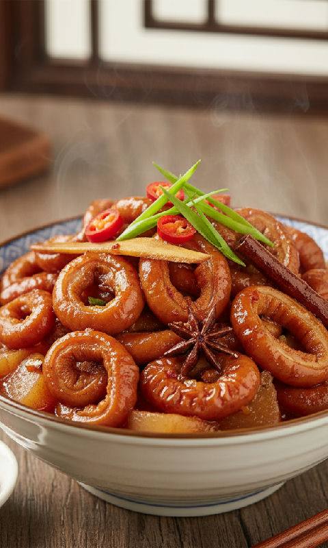 Braised Pork Intestines with Fermented Red Bean Curd