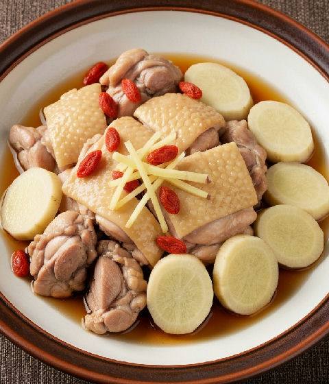Steamed Chicken with Chinese Yam and Goji Berries
