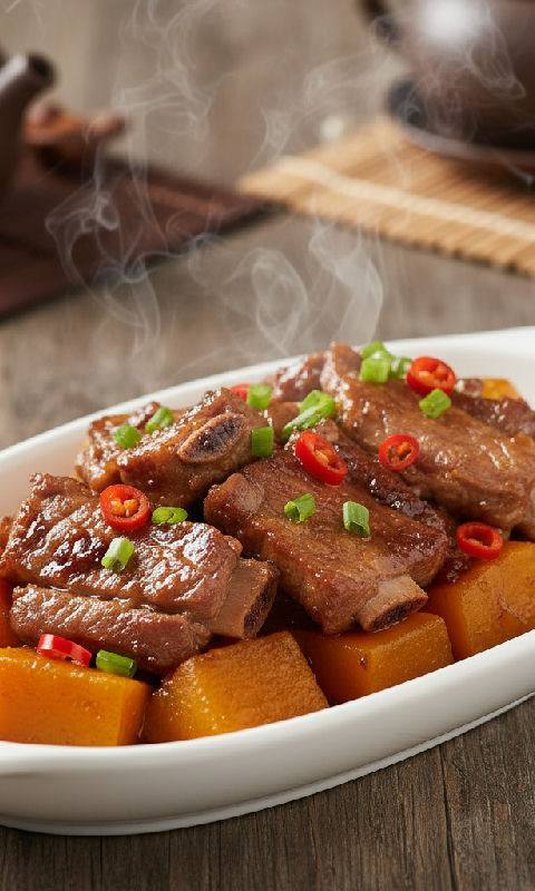 Steamed Pork Ribs with Pumpkin and Fermented Black Beans