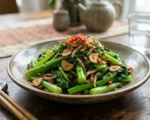Crispy Garlic Vegetable Stir-Fry with Anchovy Oil