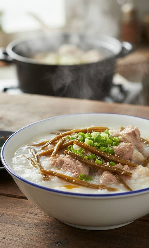 Dried Vegetable and Pork Bone Congee