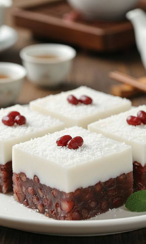 Chilled Coconut Milk Pudding with Red Beans