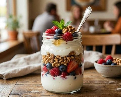 Greek Yogurt Parfait with Berries and Walnuts