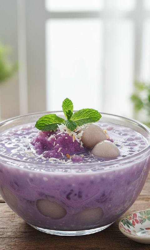Purple Sweet Potato Sago with Coconut Milk