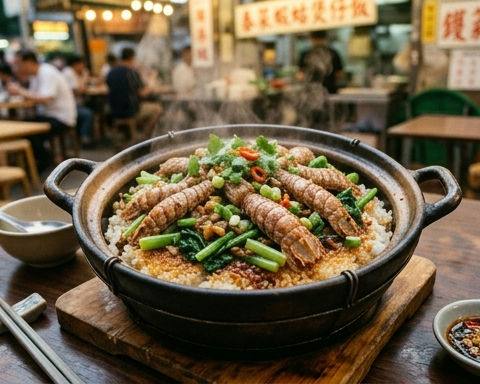 Spring Vegetable and Mantis Shrimp Clay Pot Rice