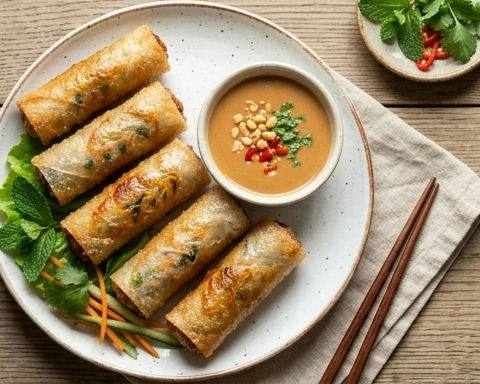 Homemade Fresh Spring Rolls with Peanut Sauce