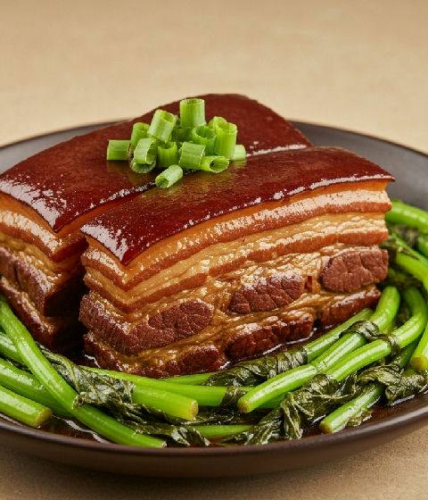 Braised Pork Belly with Preserved Mustard Greens