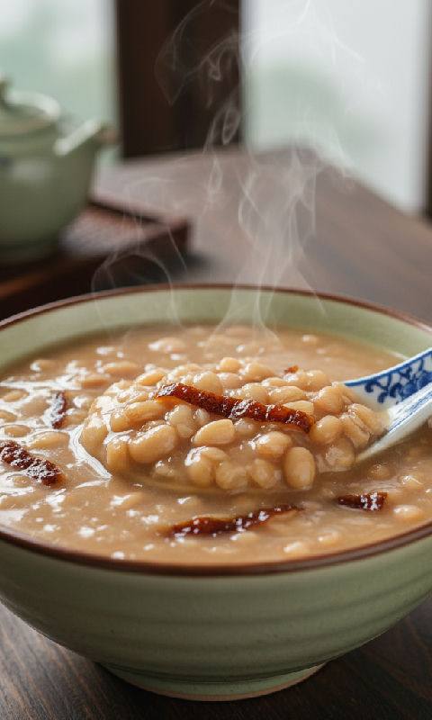 Sweetened Black Eyed Pea Soup with Tangerine Peel