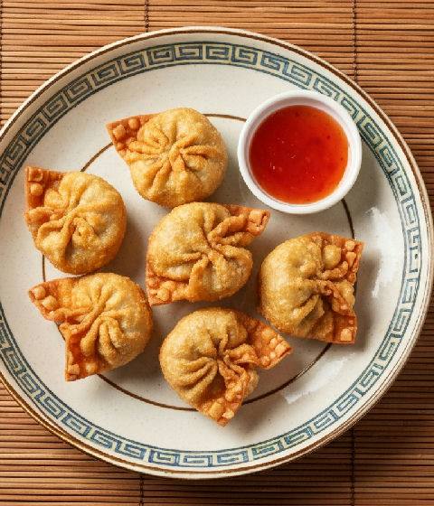 Deep-fried Wontons with Sweet and Sour Sauce