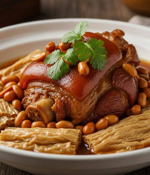 Steamed Pork Hock with Bean Curd Skin and Peanuts