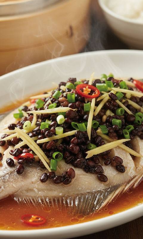 Steamed Pomfret with Ginger, Scallions, and Preserved Black Beans