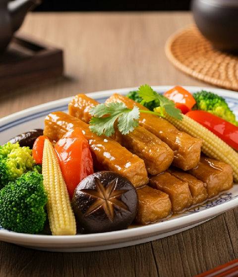 Braised Bean Curd Sticks with Mixed Vegetables