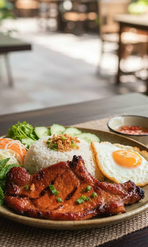 Vietnamese Broken Rice with Grilled Pork Chop (Cơm Tấm)