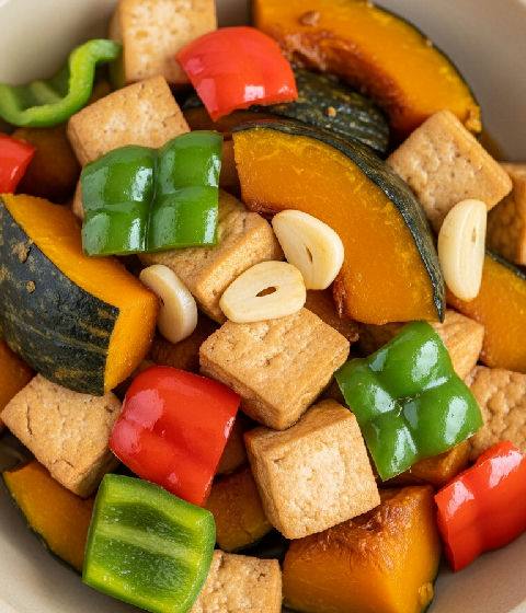 Braised Pumpkin and Tofu with Black Bean Sauce