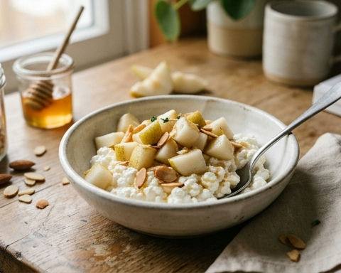 Cottage Cheese with Pear and Almonds