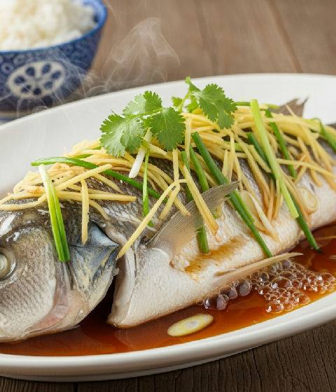 Steamed Fish with Ginger and Scallions