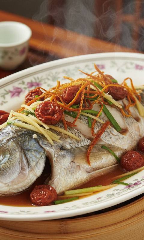 Steamed Threadfin with Salted Plums and Aged Tangerine Peel