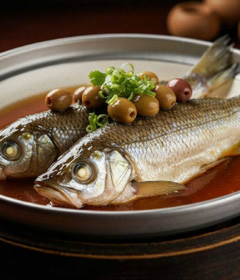 Steamed Dace with Preserved Olives