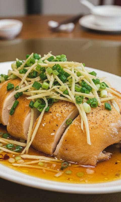 Steamed Chicken with Ginger and Scallion Oil