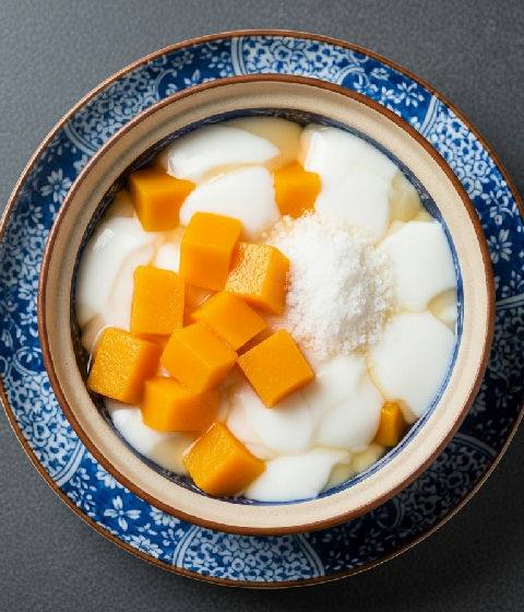 Steamed Pumpkin and Coconut Milk Pudding