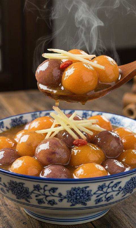 Sweet Potato Balls in Ginger Syrup