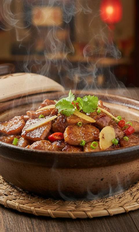 Sizzling Pork Jowl Claypot