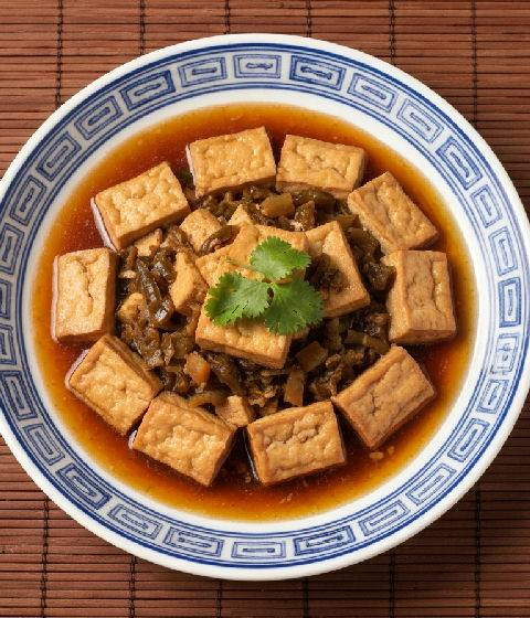 Braised Tofu with Preserved Szechuan Vegetable