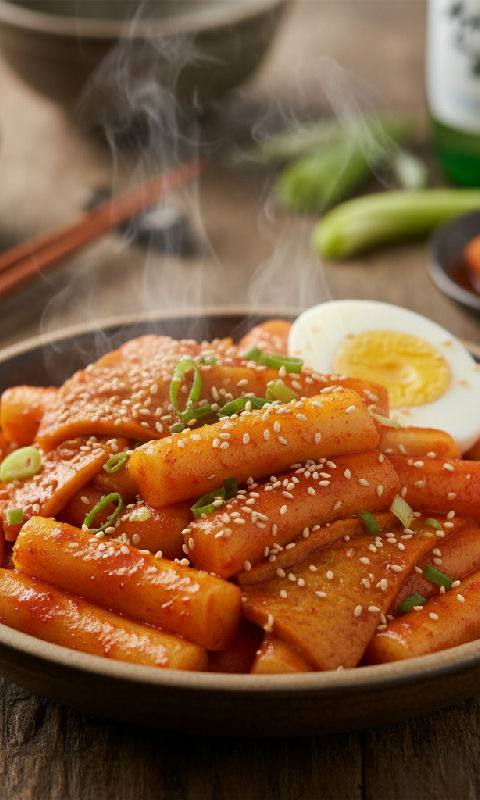 Spicy Stir-fried Rice Cakes (Tteokbokki)