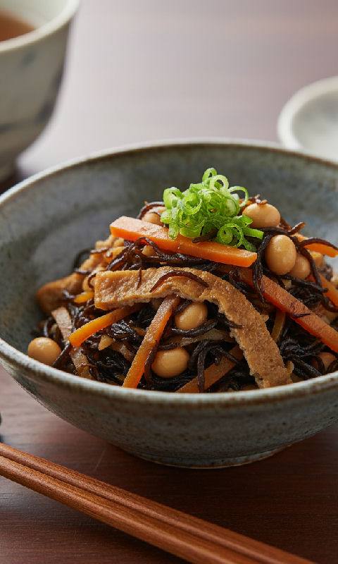 Hijiki no Nimono (Braised Hijiki Seaweed)
