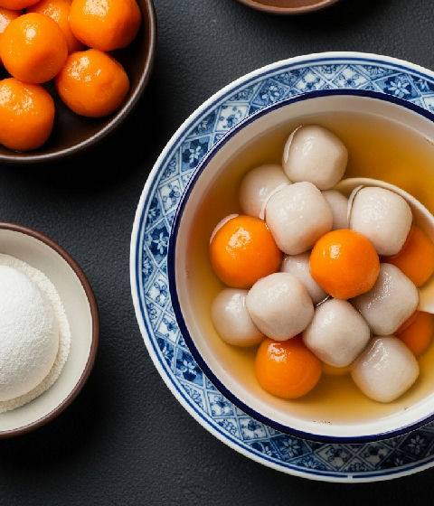 Sweet Potato & Taro Balls with Ginger Soup