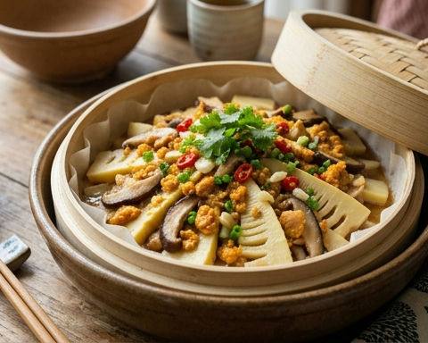 Salted Egg Yolk Spring Mushroom Steamed Bamboo Shoots
