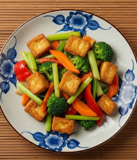 Stir-fried Five-Spice Tofu with Seasonal Vegetables