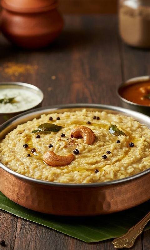 Ven Pongal (Savory Rice and Lentil Porridge)