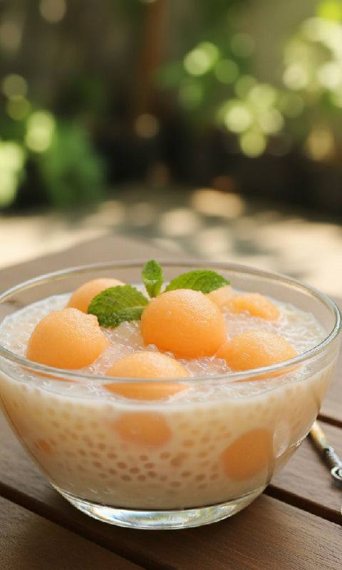 Honeydew Sago with Coconut Milk